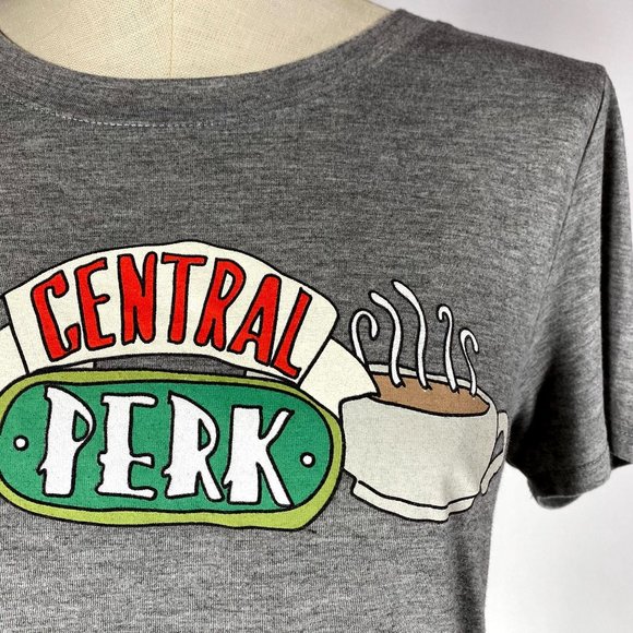 FRIENDS Central Perk Grey Graphic T-Shirt Women's Size XL** RUNS SMALL Crew Neck - Picture 5 of 6